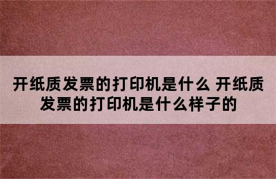 开纸质发票的打印机是什么 开纸质发票的打印机是什么样子的